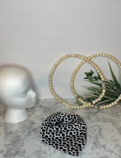 White cream with Black Polka dots